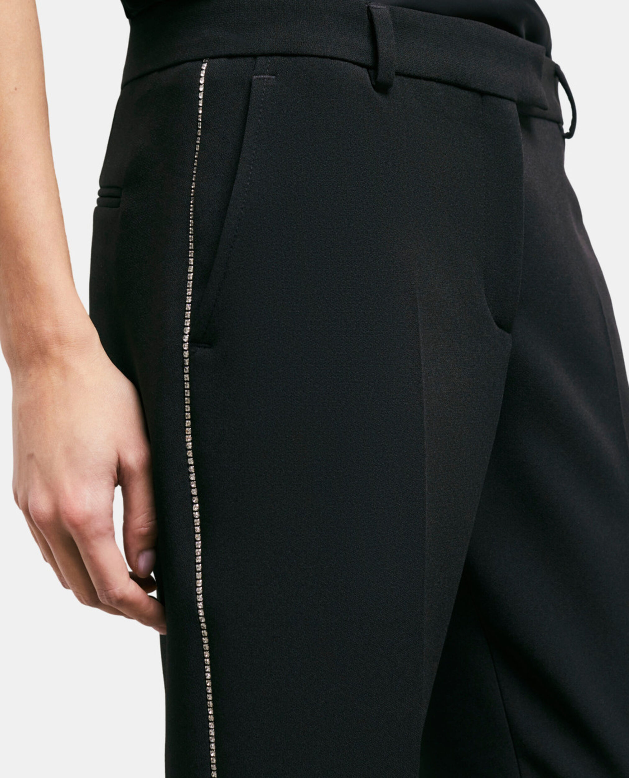 Black suit pants with rhinestone details, BLACK, hi-res image number null