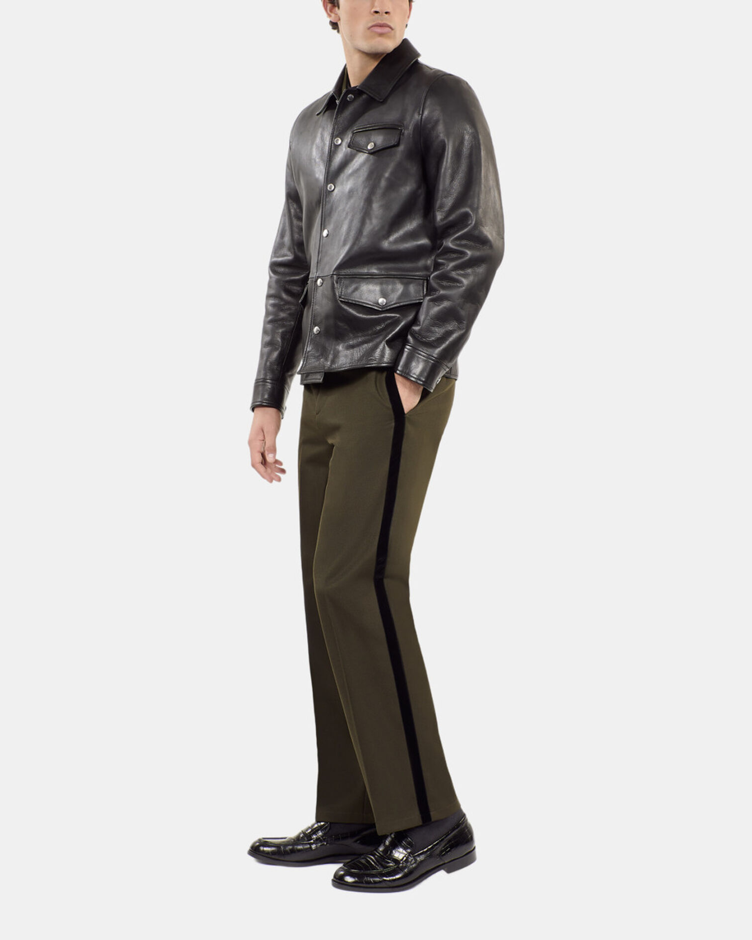 Black leather jacket, BLACK, hi-res image number null