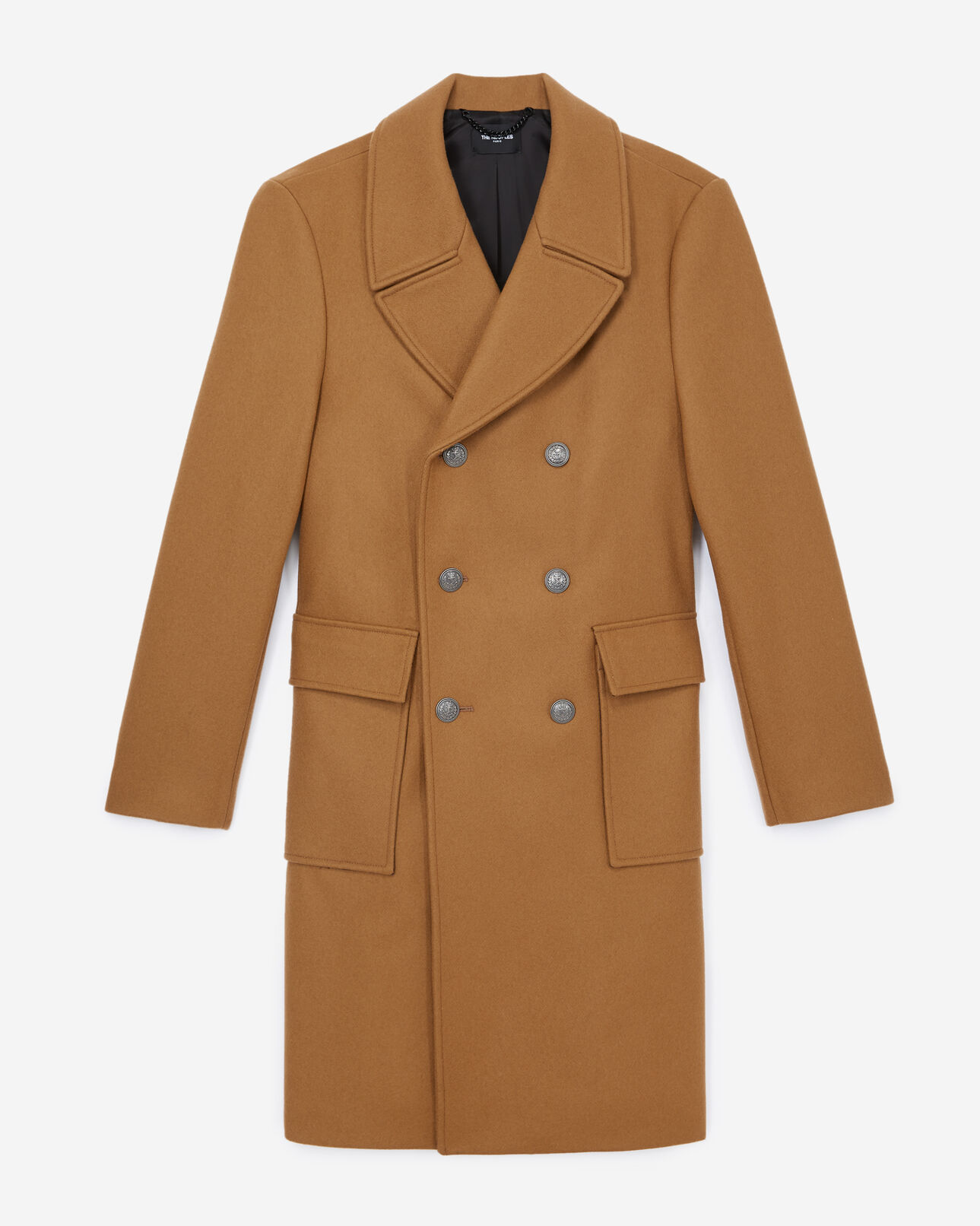 The Kooples MEN CAMEL double-breasted camel-colored coat in wool