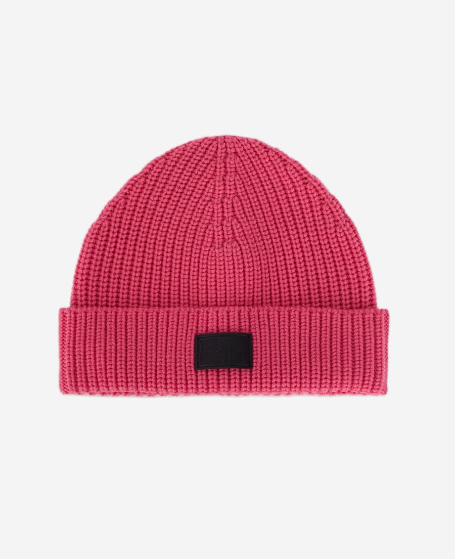 The Kooples MEN OLD PINK pink ribbed wool beanie
