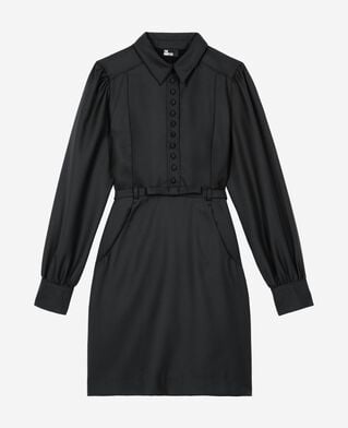 The Kooples FEMME BLACK robe courte en laine m&eacute;lang&eacute;e noire