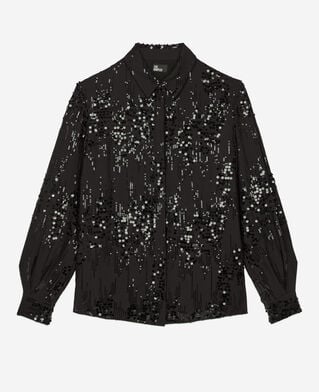 The Kooples FEMME BLACK chemise à sequins noire