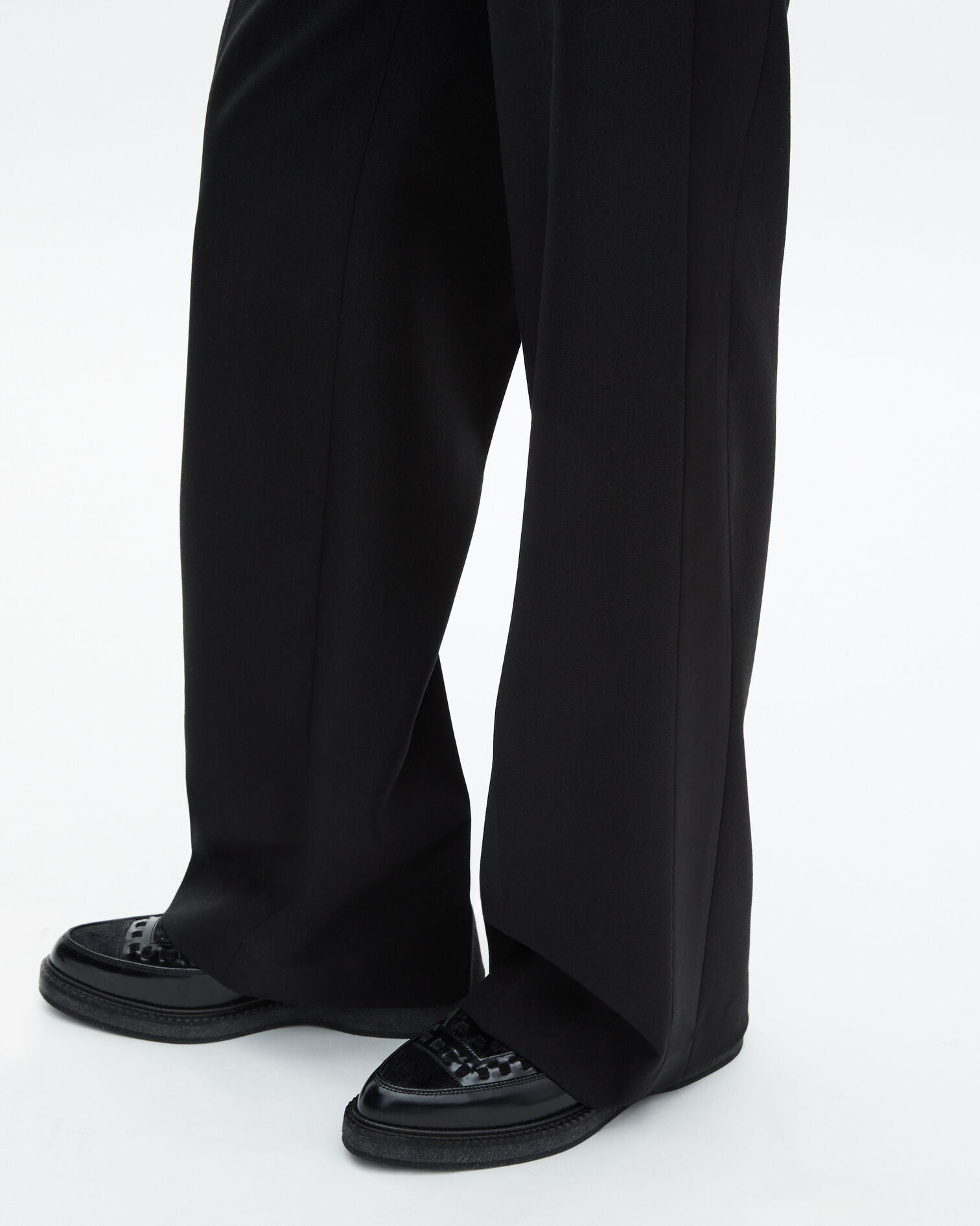 Black wide-leg tuxedo pants, BLACK, hi-res image number null