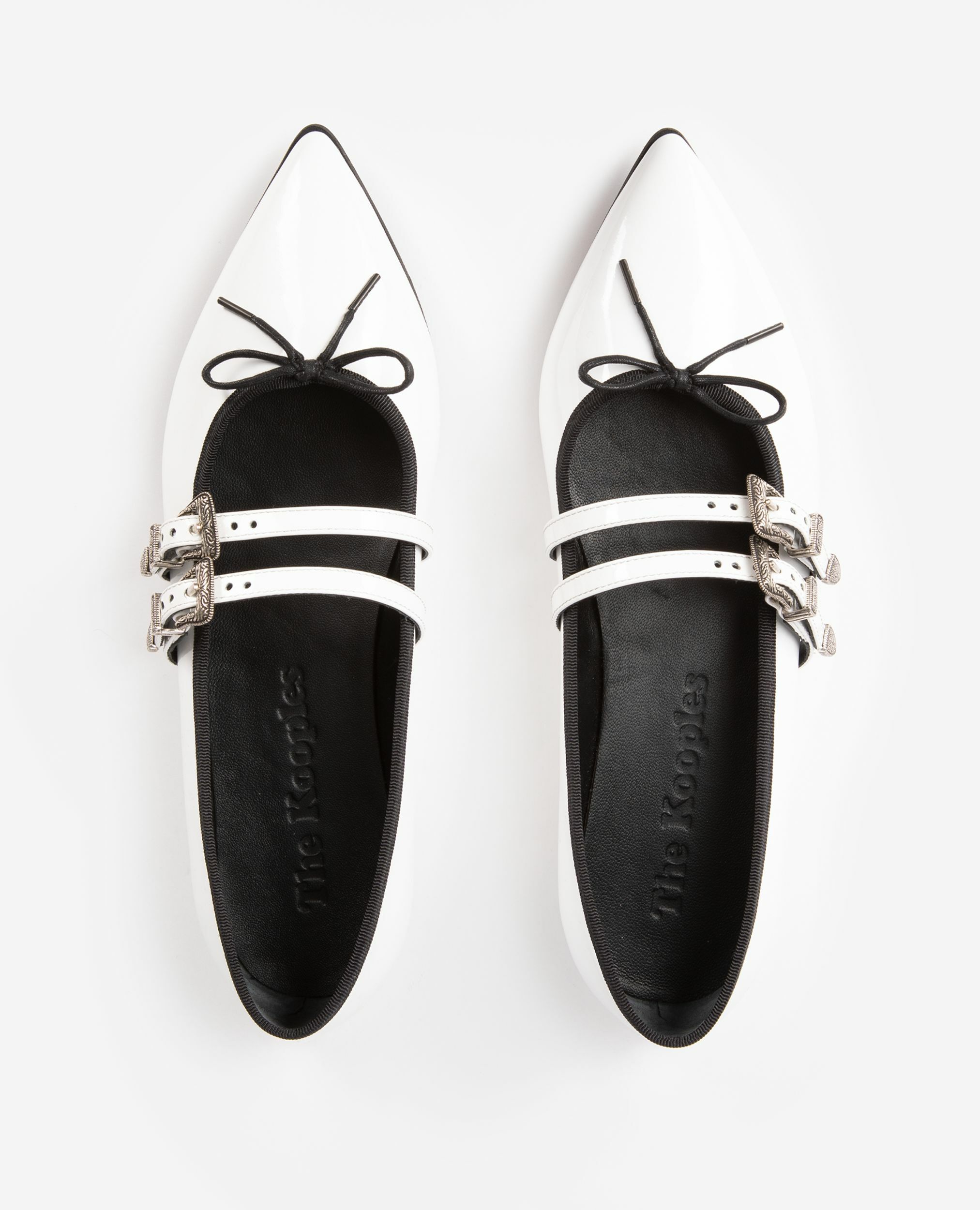 Flache Ballerinas aus weißem Leder, WHITE, hi-res image number null