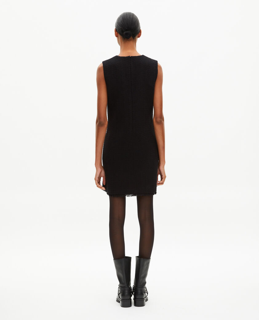 The Kooples DAMEN BLACK kurzes kleid aus schwarzem tweed