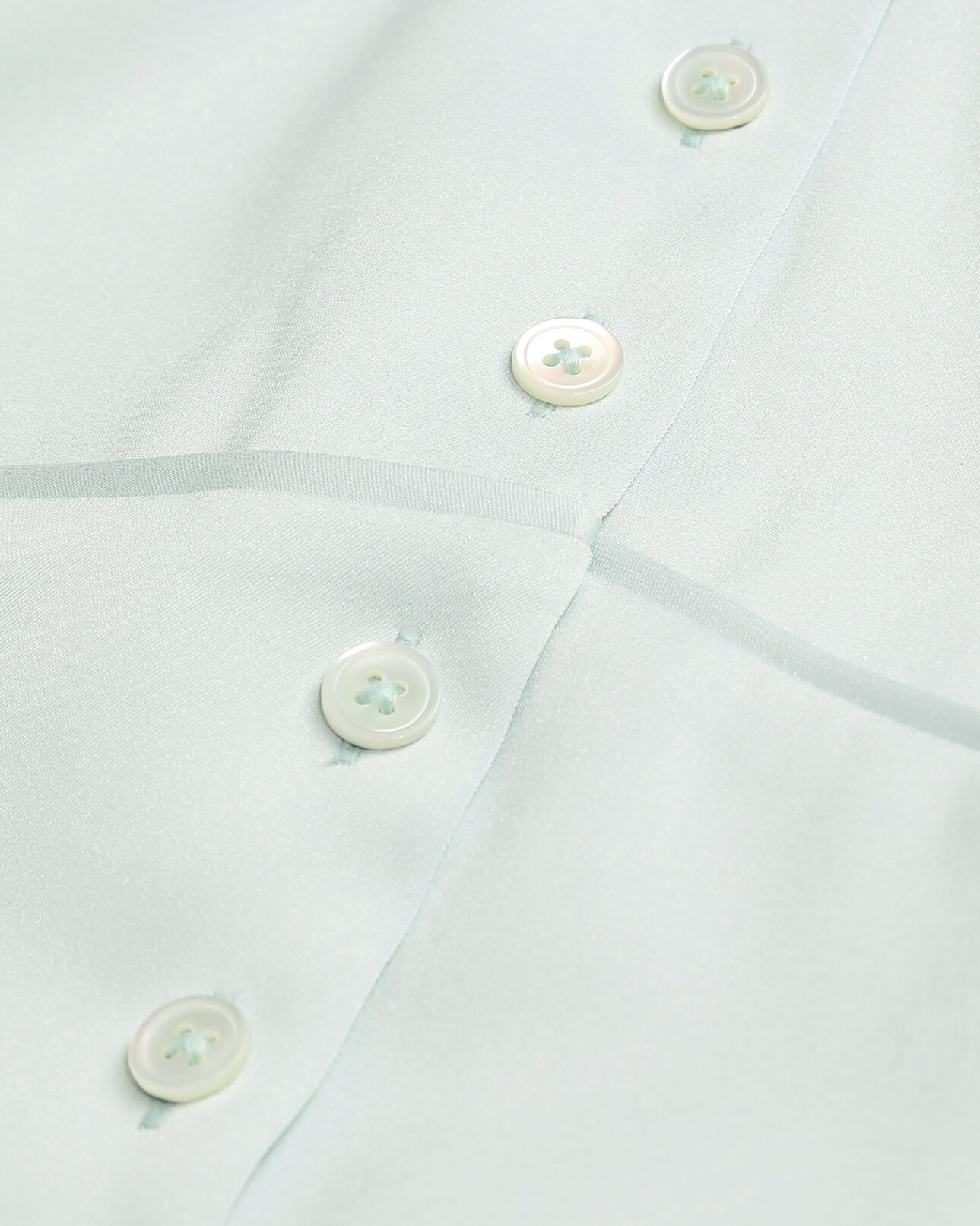 The Kooples WOMEN GREEN WATER short light green satin top with buttoning