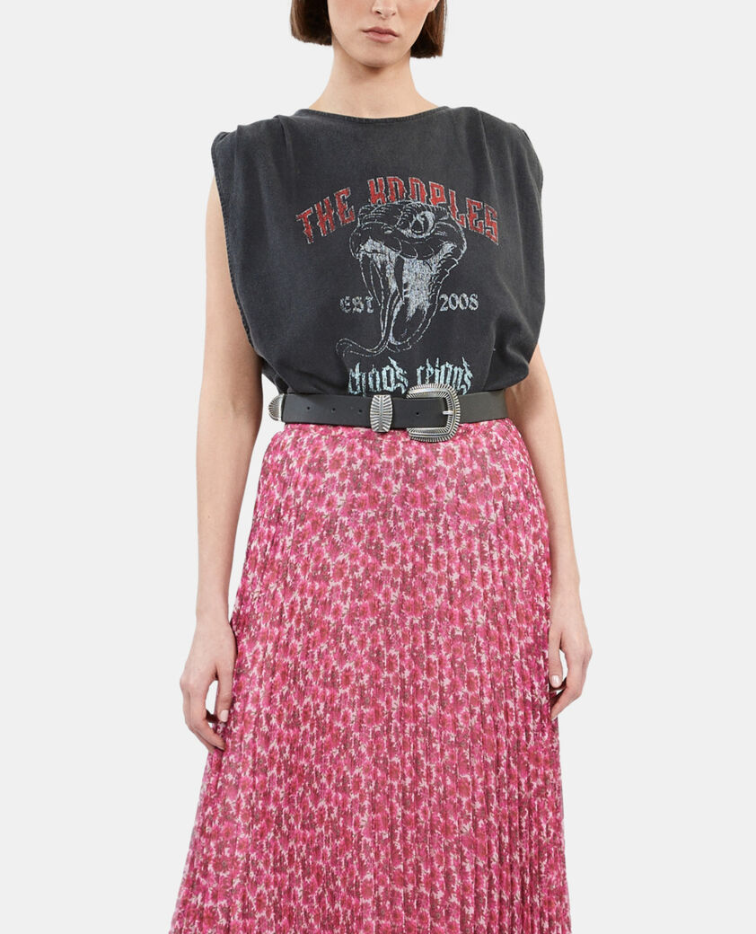 The Kooples FEMME PINK jupe longue plissée fleurie