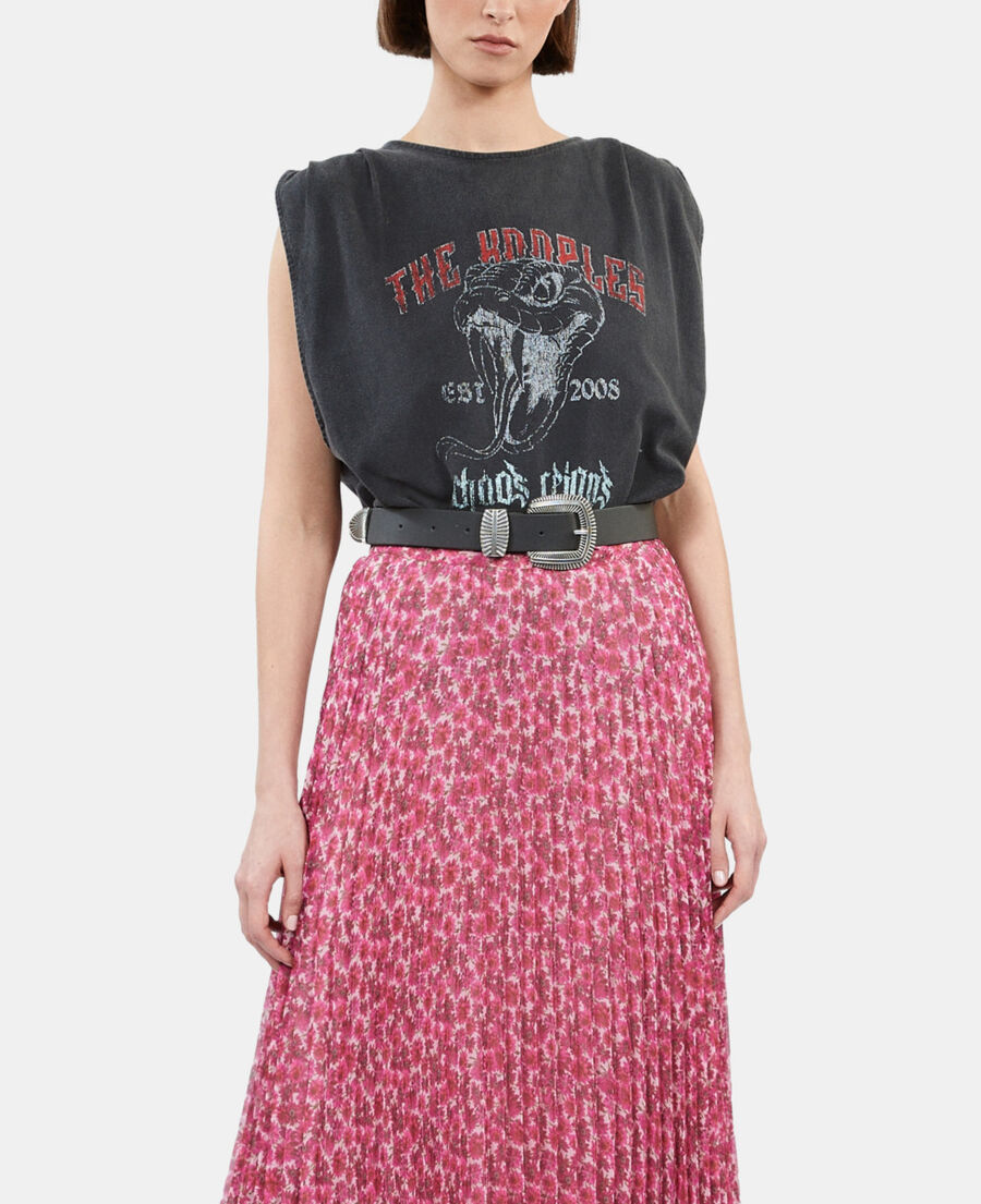 The Kooples WOMEN PINK printed pleated long skirt
