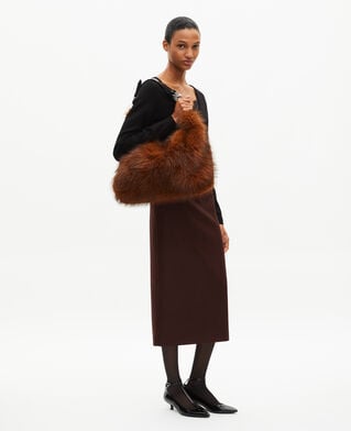 The Kooples F BROWN long brown pencil skirt