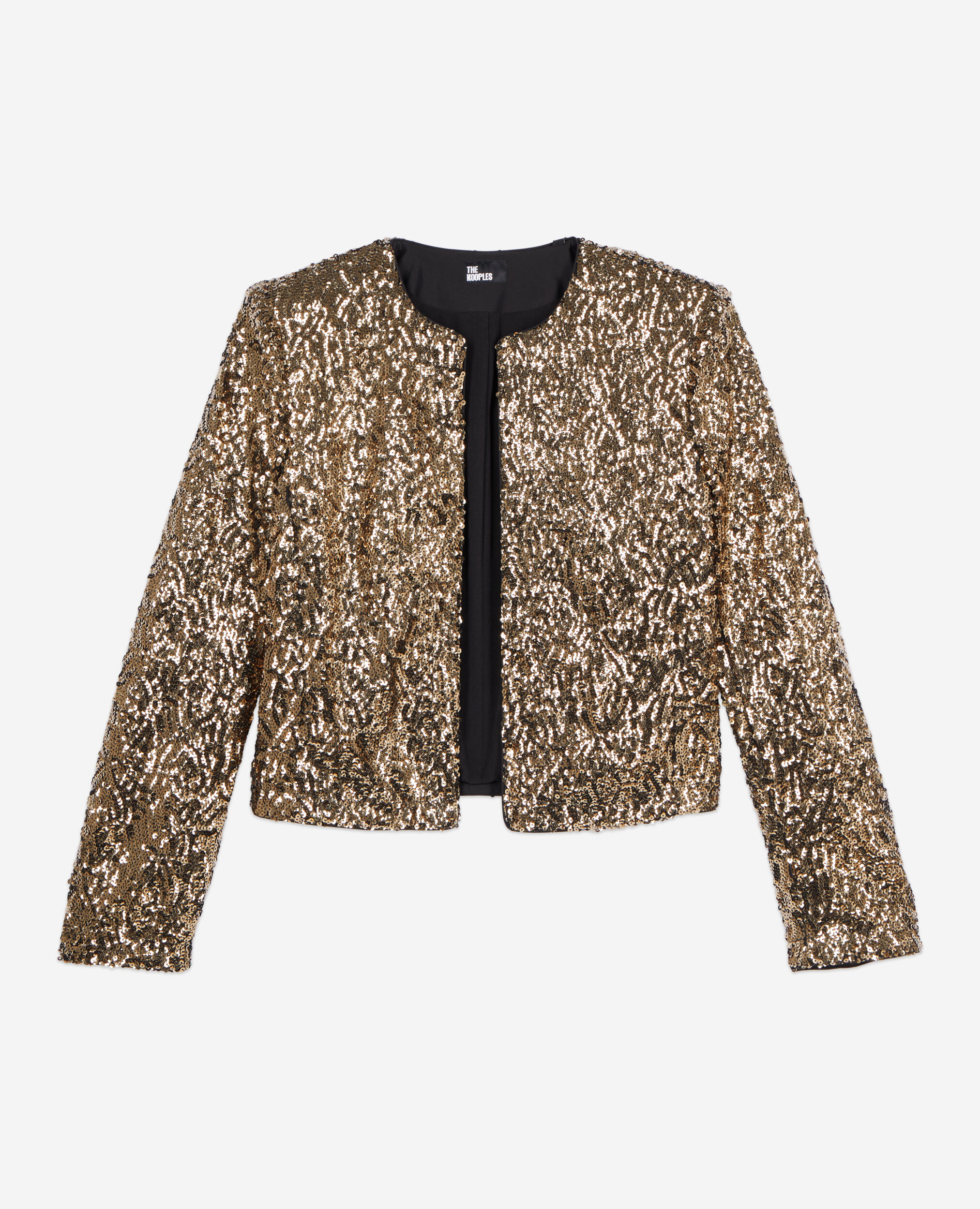 The Kooples Women s Sequin Cropped Jacket Gold Size 1 S