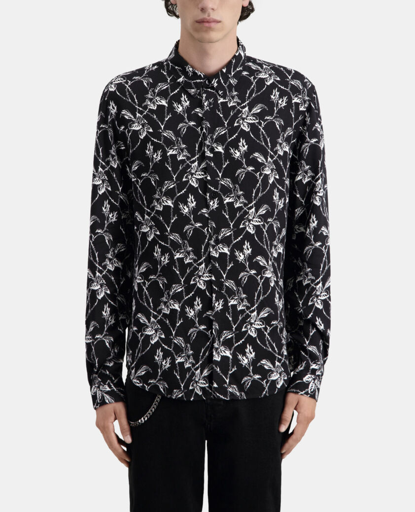 The Kooples HERREN BLACK WHITE bedrucktes hemd