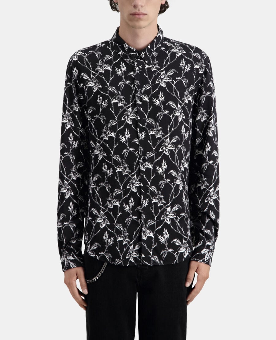 The Kooples HERREN BLACK WHITE bedrucktes hemd