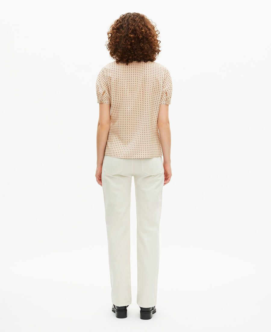 The Kooples F BEIGE / RED short-sleeved beige polka-dot shirt