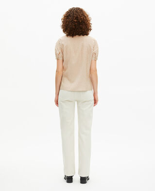 The Kooples F BEIGE / RED short-sleeved beige polka-dot shirt