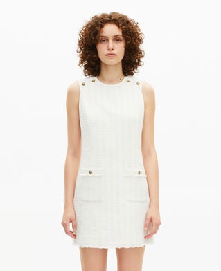 The Kooples F ECRU short sleeveless dress in ecru tweed