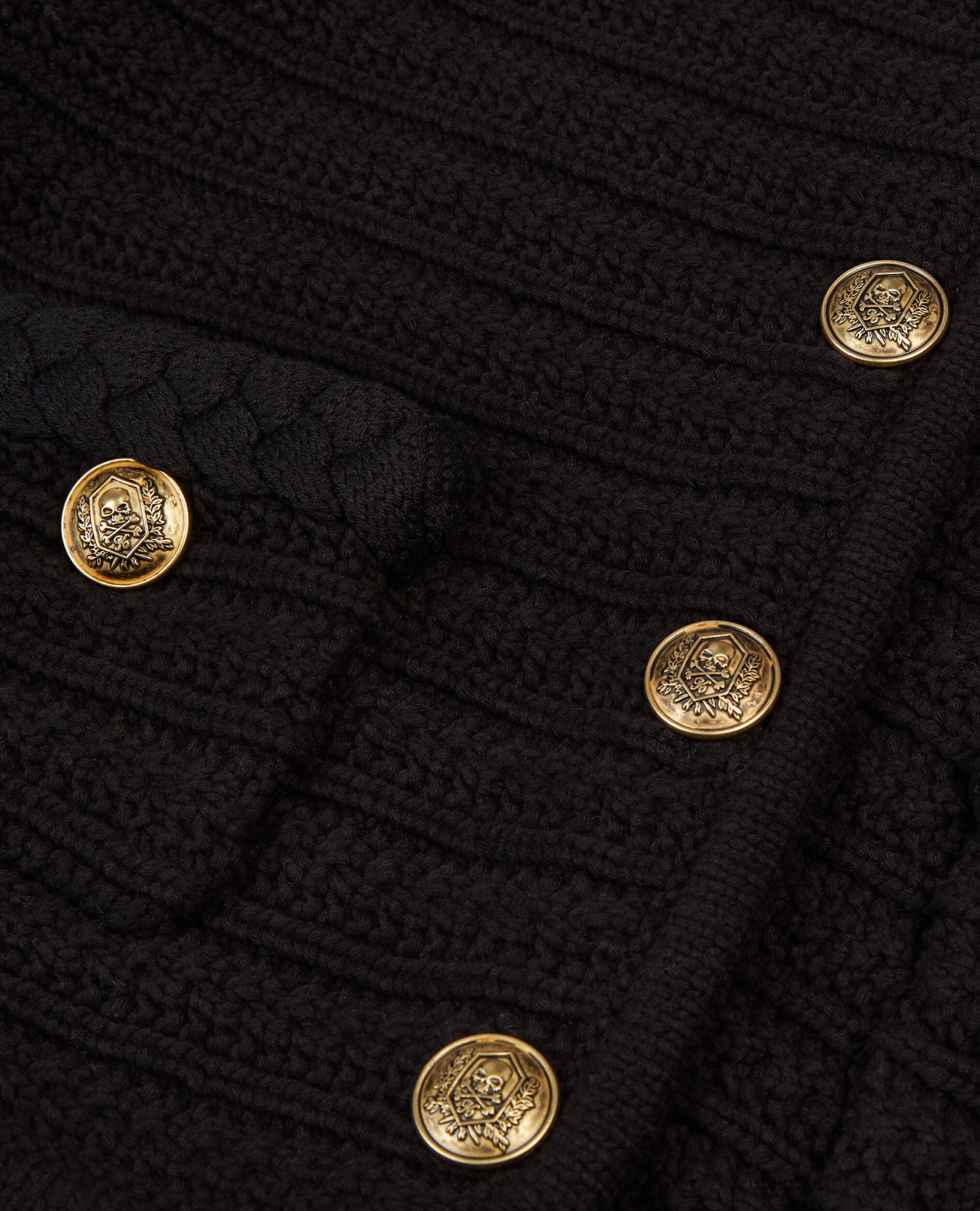 Black cable knit cardigan, BLACK, hi-res image number null