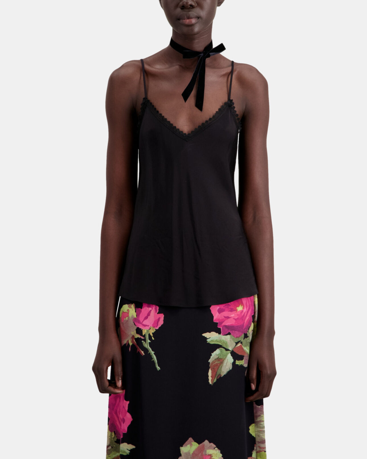 The Kooples FEMME BLACK caraco en dentelle noir