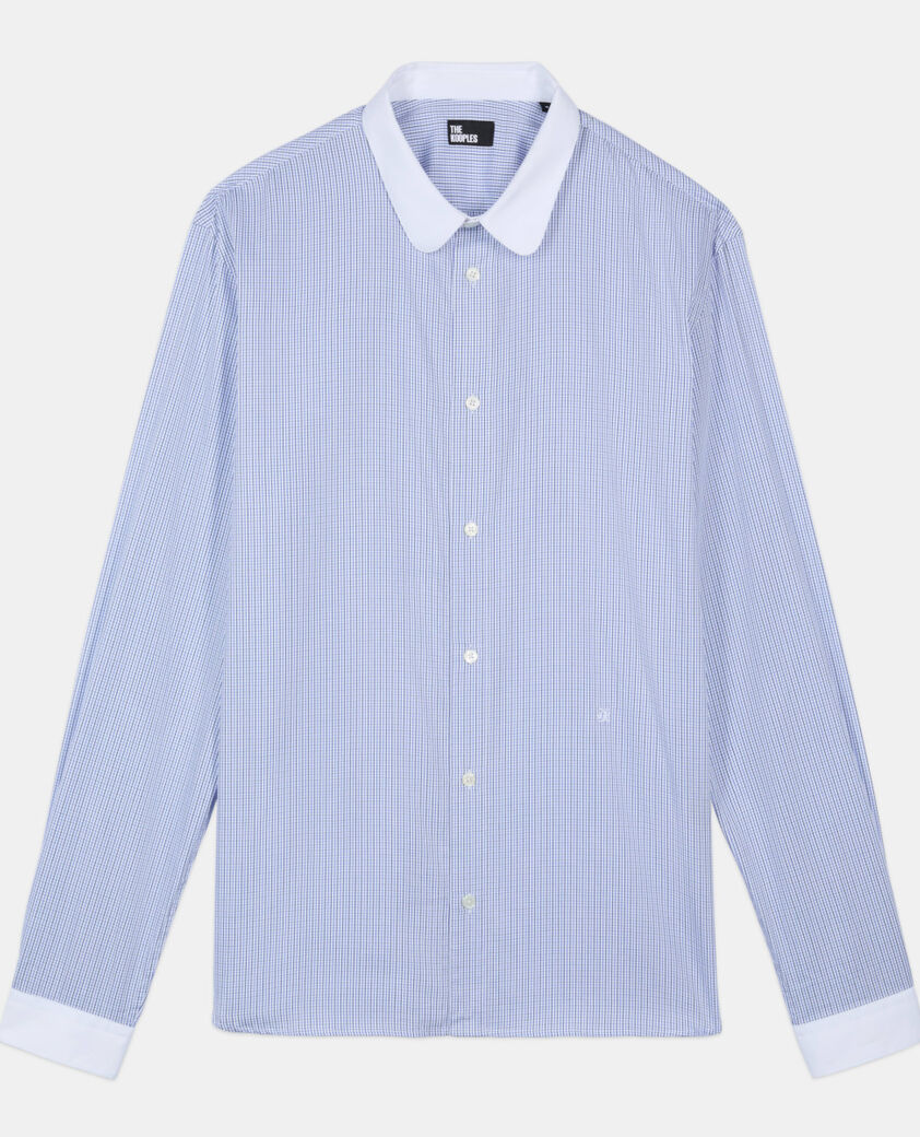 The Kooples MEN WHITE / BLUE blue and white checked formal shirt