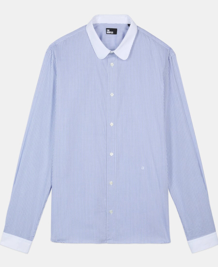 The Kooples MEN WHITE / BLUE blue and white checked formal shirt