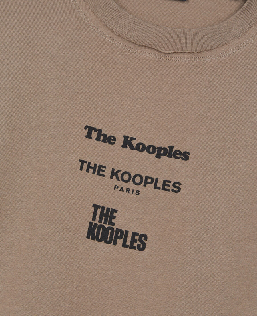 The Kooples HERREN BEIGE KAKI lang&auml;rmeliges, khakifarbenes t-shirt