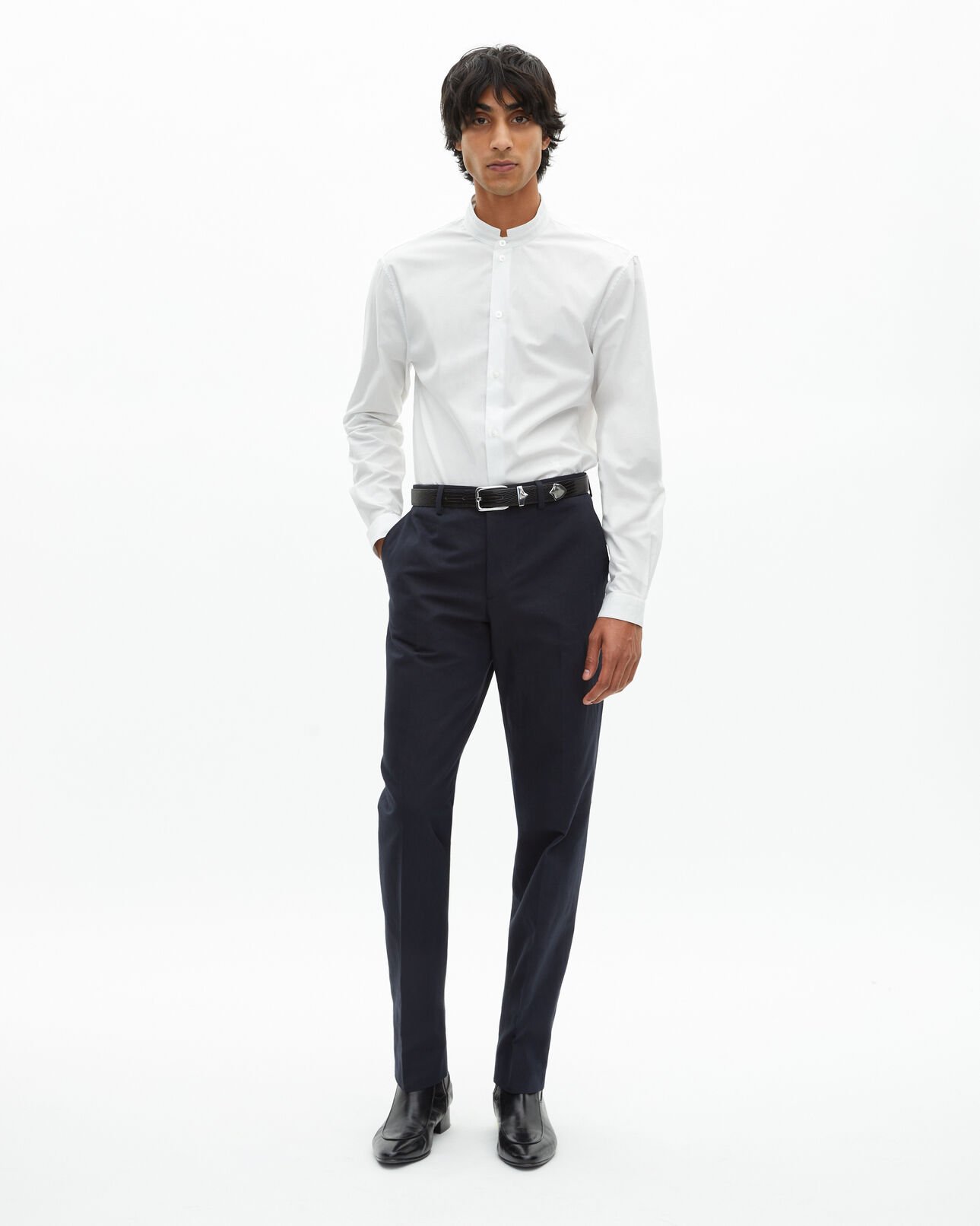 The Kooples H WHITE / BLACK formal shirt with white collar