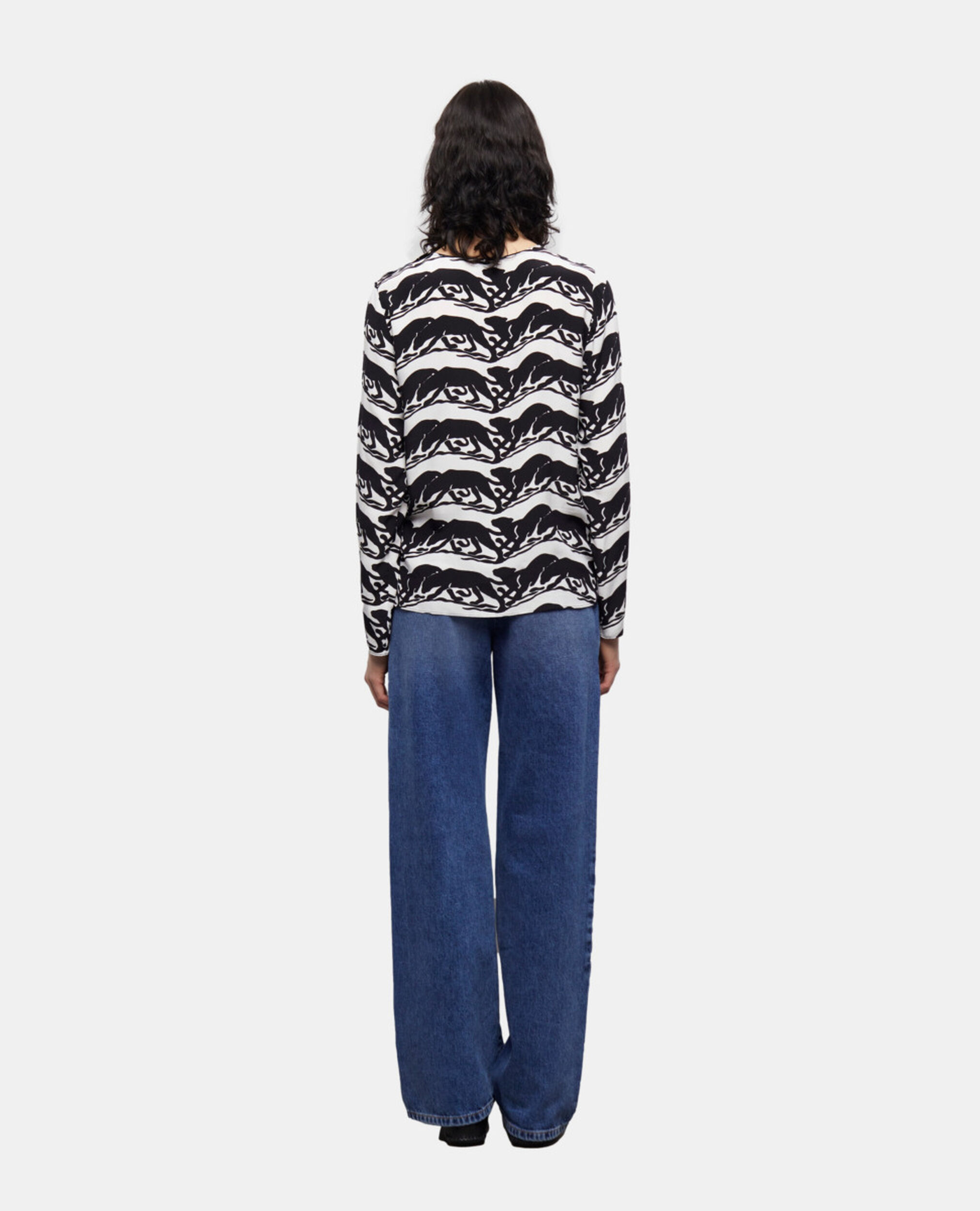 Panther printed blouse, BLACK / WHITE, hi-res image number null