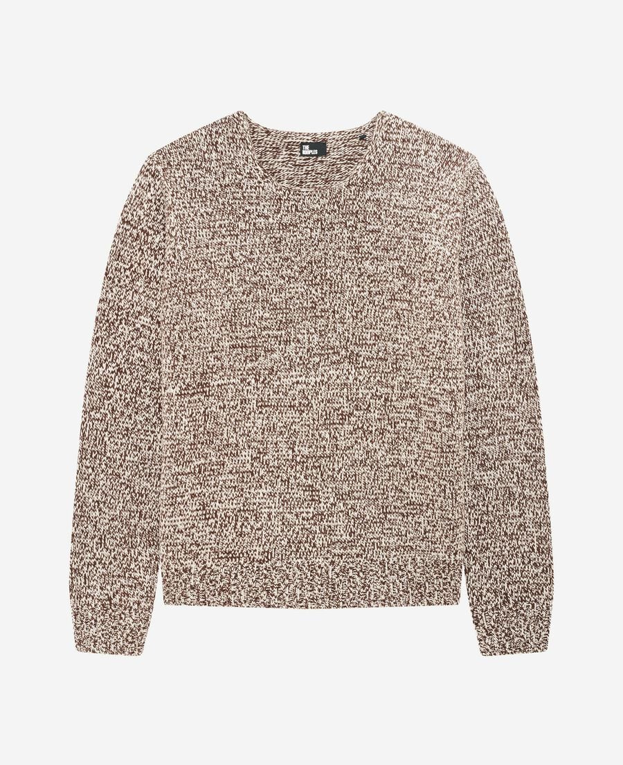 The Kooples H BEIGE-BROWN beige and white sweater