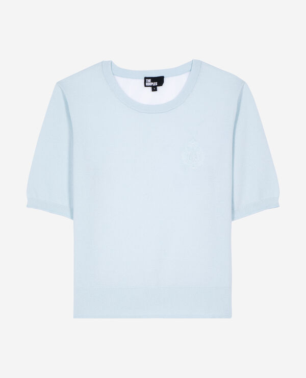 The Kooples DAMEN BABY BLUE kurzärmeliger pullover in hellblau
