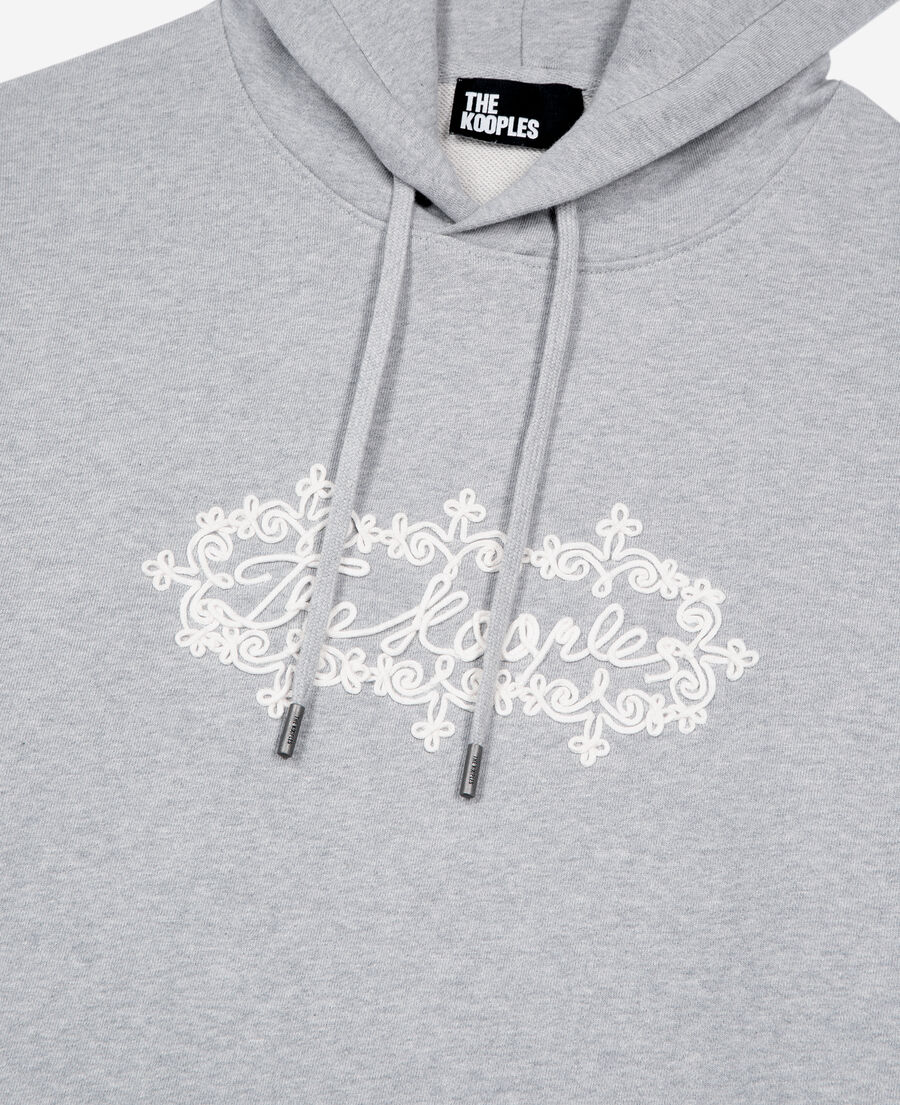 The Kooples HOMME LIGHT GREY MELANGE sweatshirt à capuche avec broderie logo gris