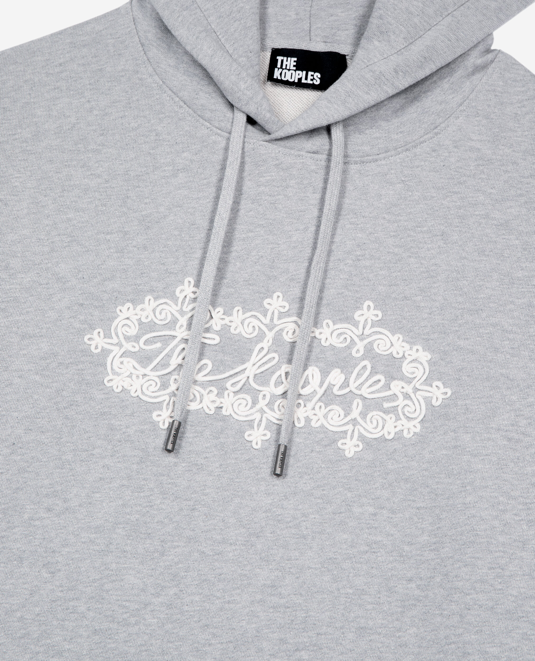 Grey embroidered logo hoodie, LIGHT GREY MELANGE, hi-res image number null