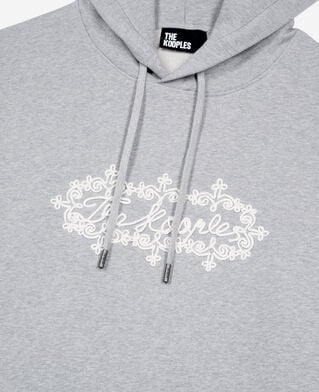 The Kooples MEN LIGHT GREY MELANGE grey embroidered logo hoodie
