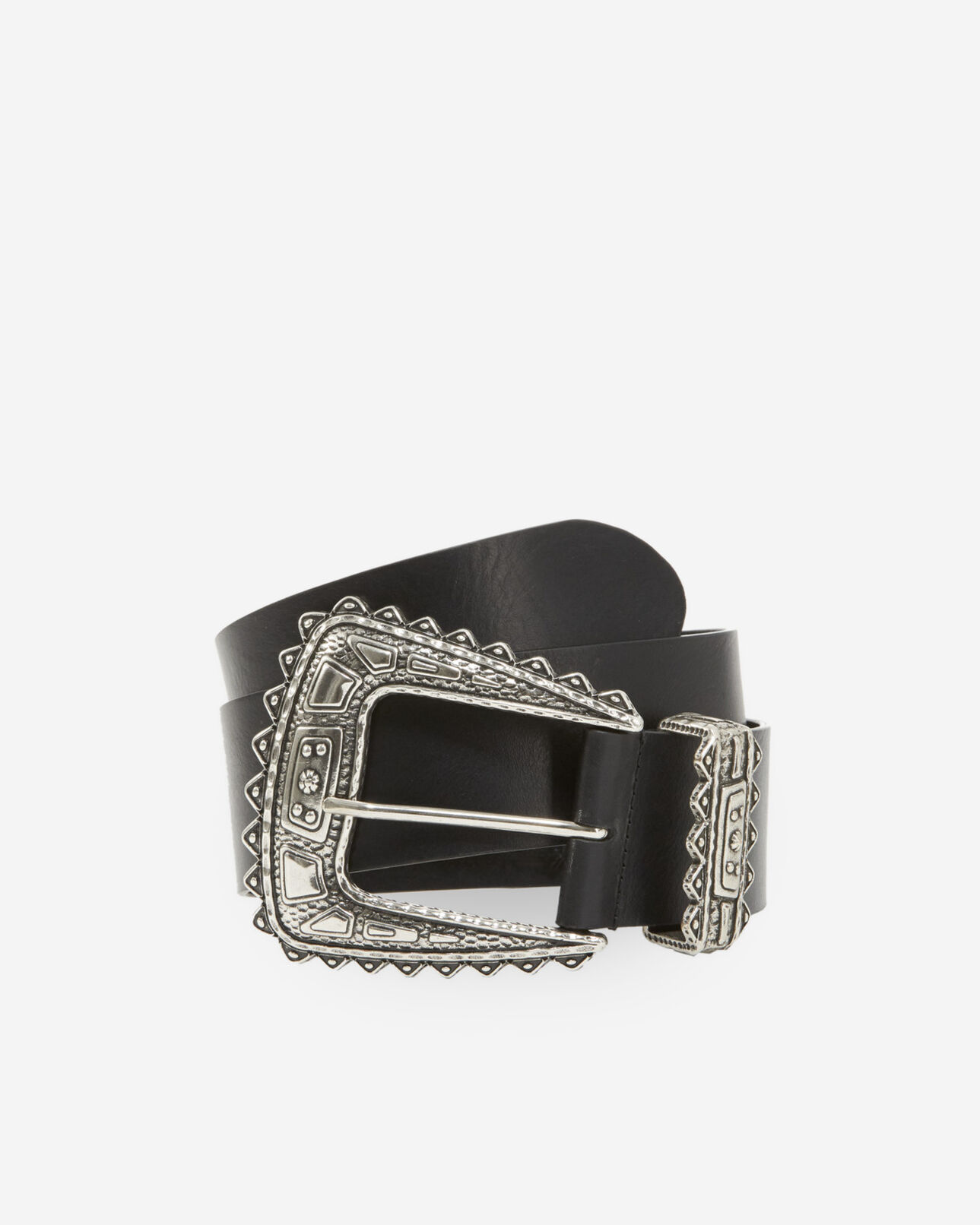The Kooples WOMEN BLACK wide smooth leather belt