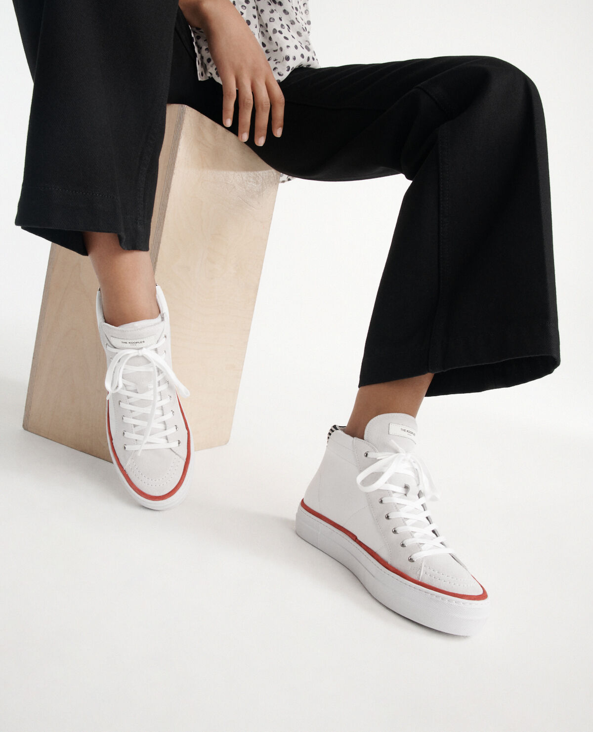White leather sneakers with colored details The Kooples US