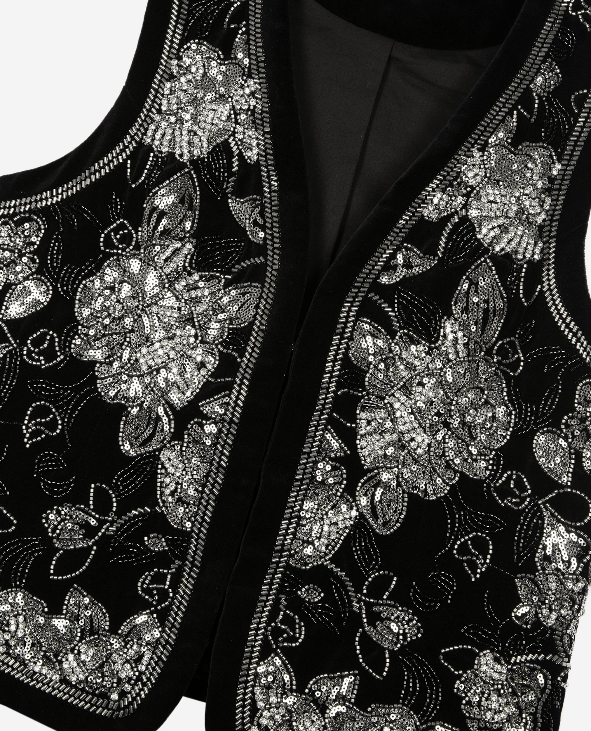 Black embroidered velvet vest | The Kooples US