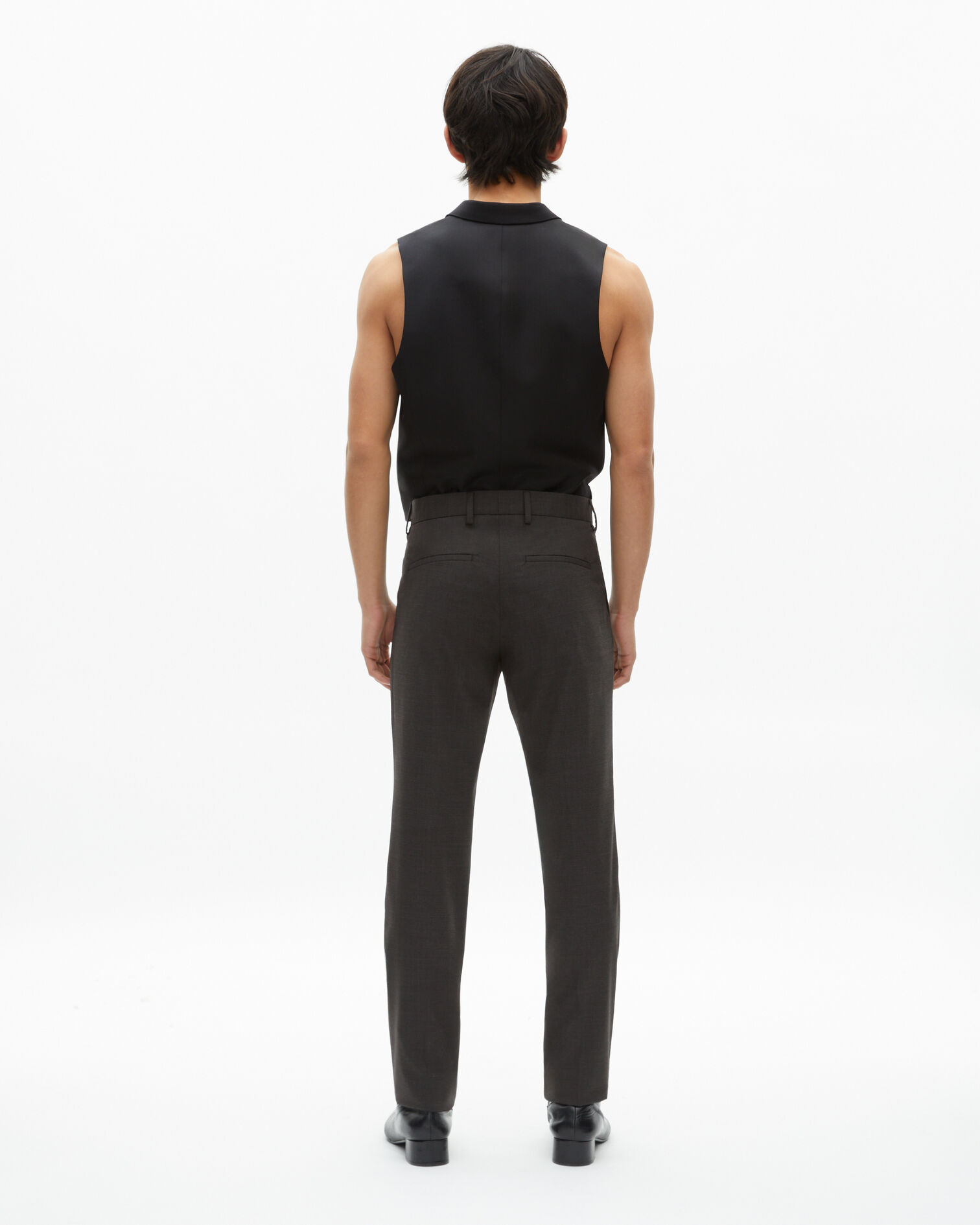 Black micro check wool blend suit pants, BLACK GREY, hi-res image number null
