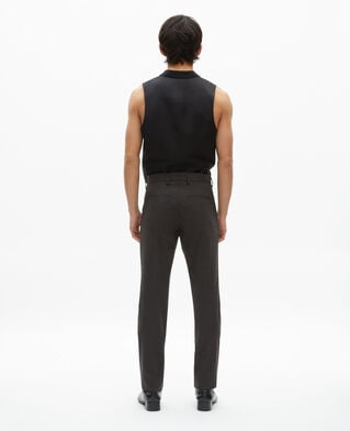 The Kooples HOMME BLACK GREY pantalon de costume en laine mélangée micro carreaux noir