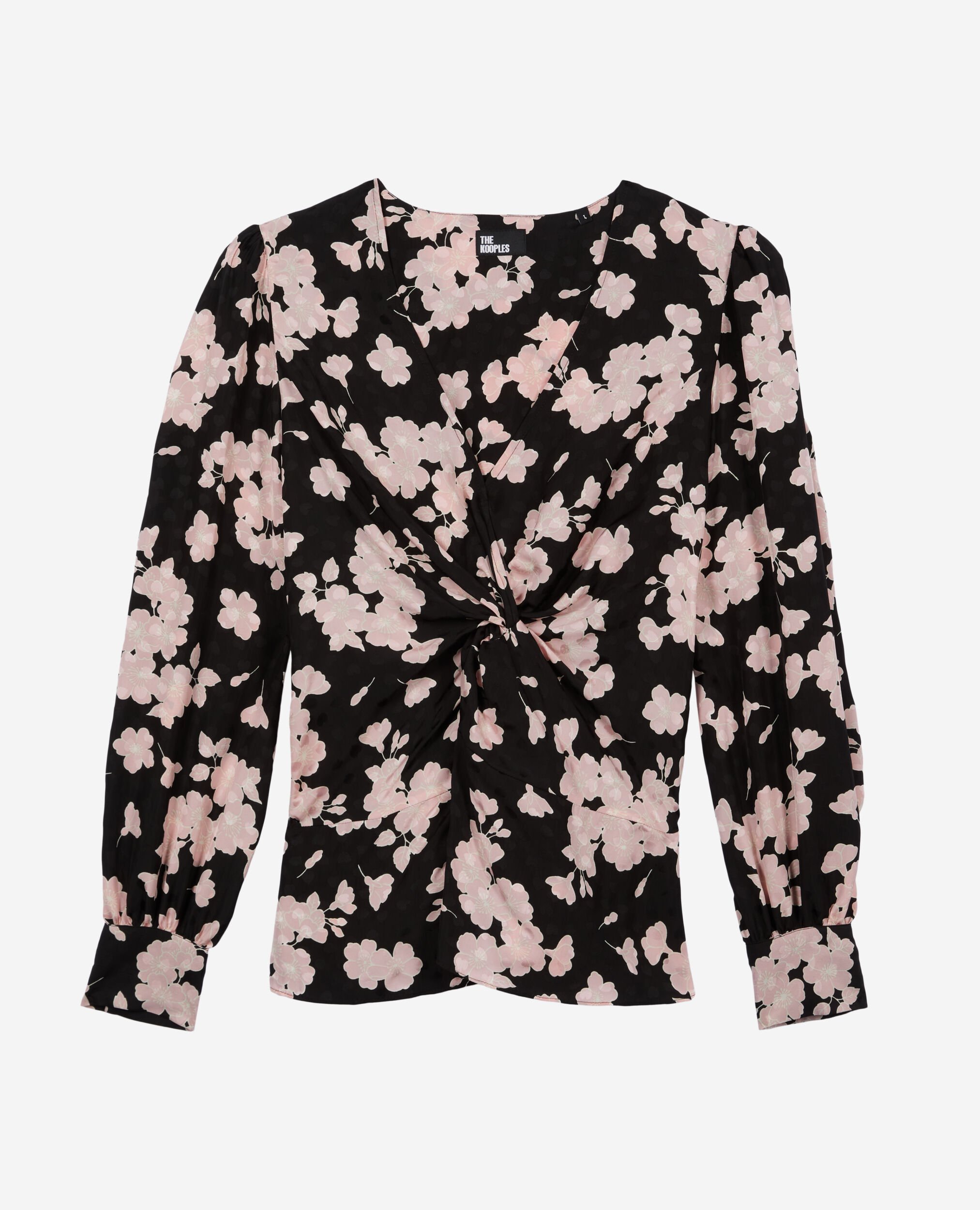 Printed top with draping, BLACK / PINK, hi-res image number null