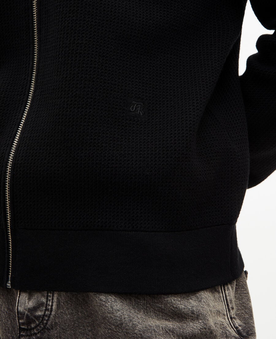 The Kooples HOMME BLACK cardigan en nid d'abeille noir