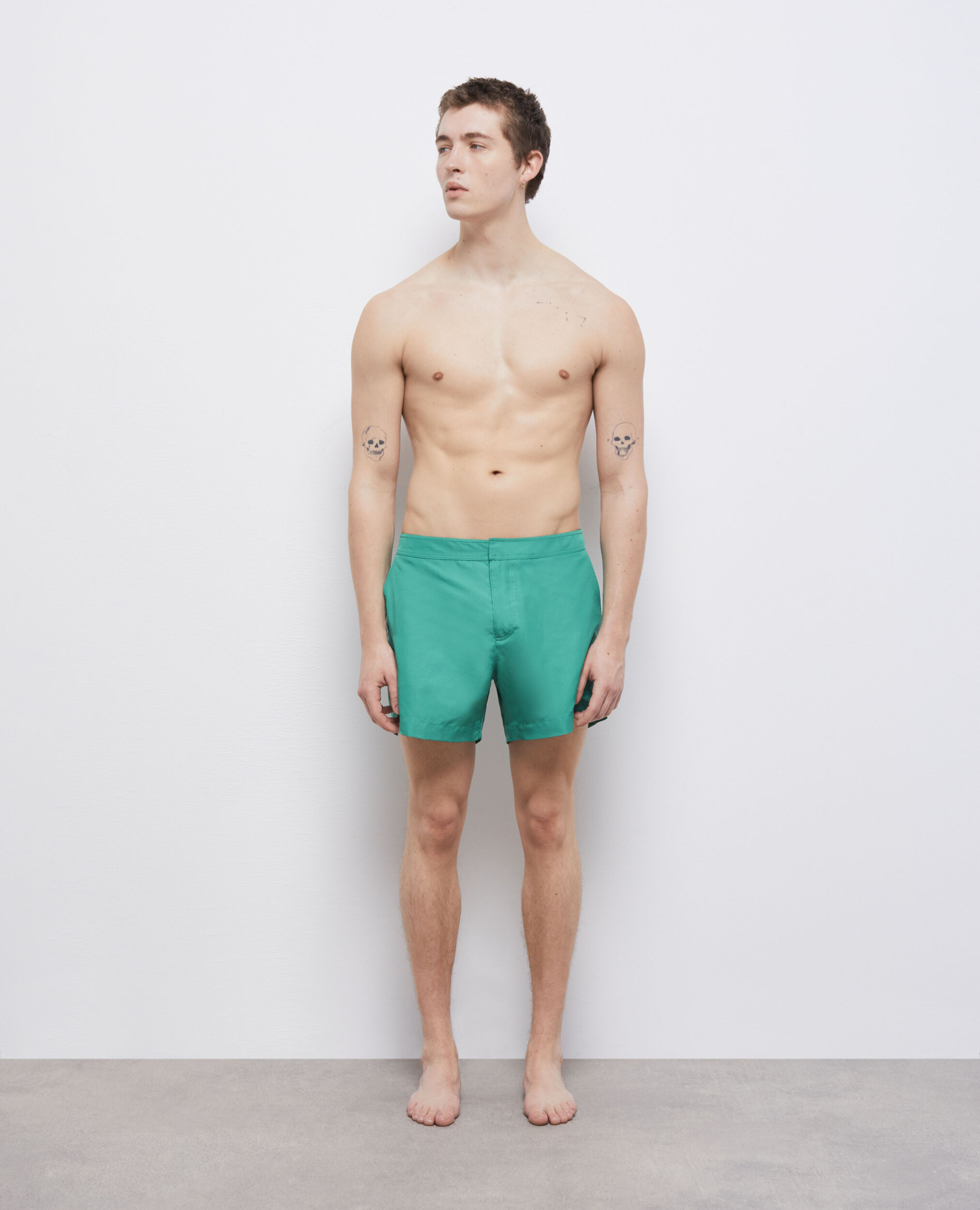 Grüne Badeshorts mit Logo, GREEN, hi-res image number null