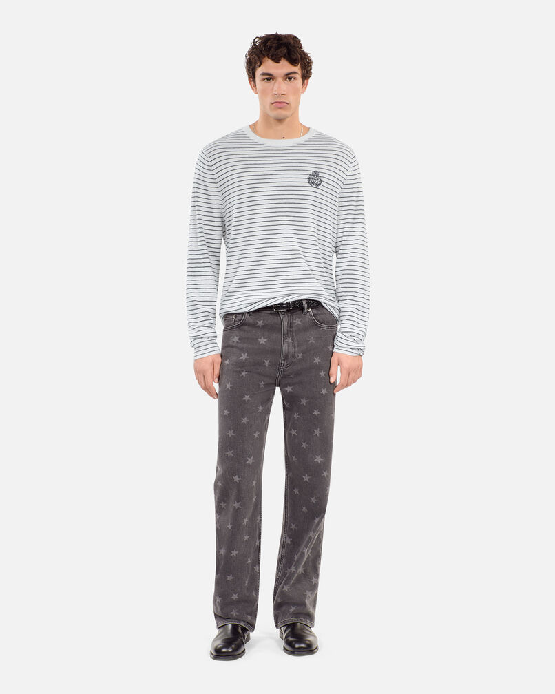 The Kooples HOMME WHITE / BLUE pull blason à rayures en laine et cachemire