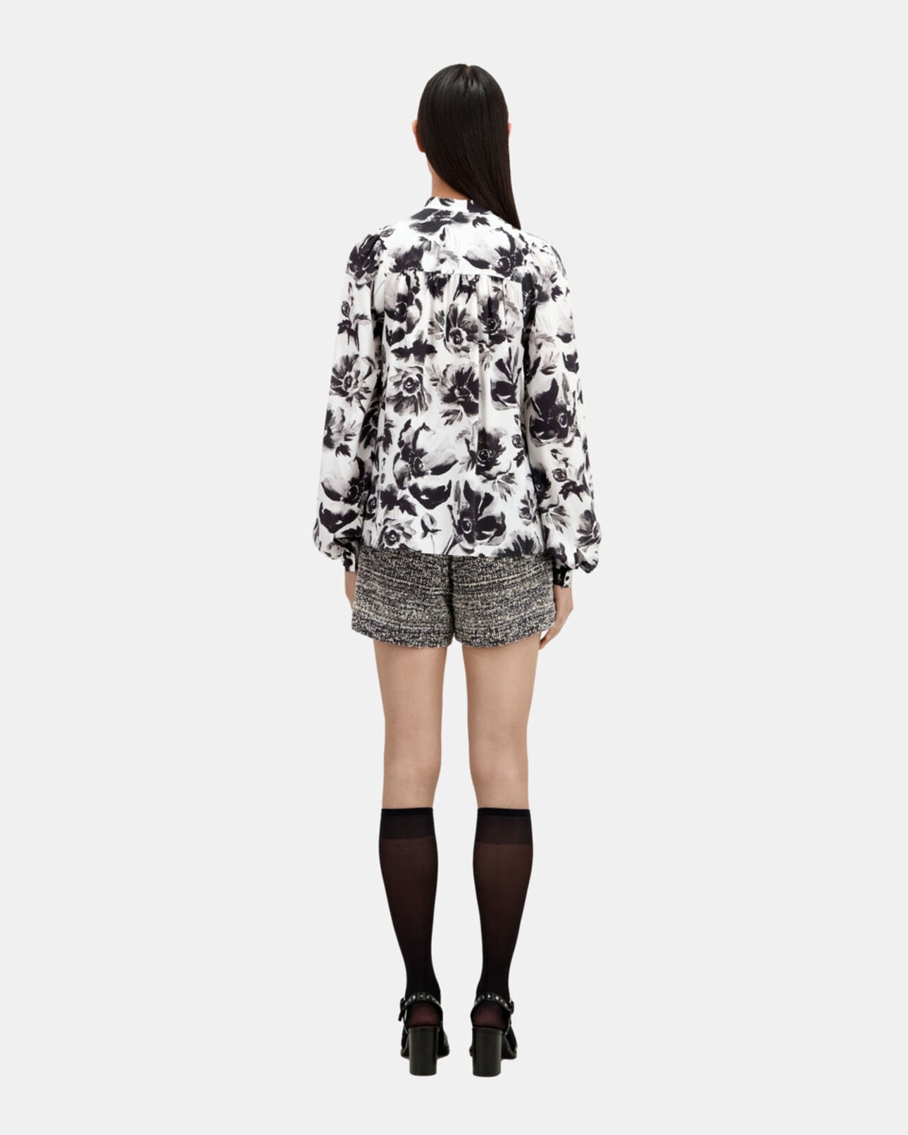 The Kooples WOMEN BLACK WHITE printed top with buttoning