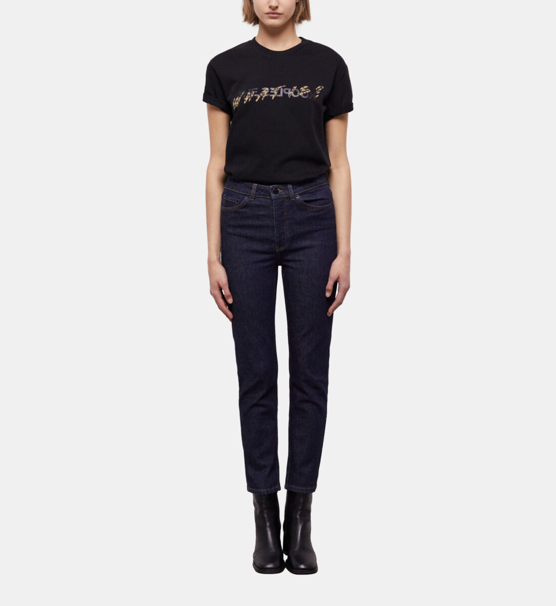 Jean slim bleu top marine