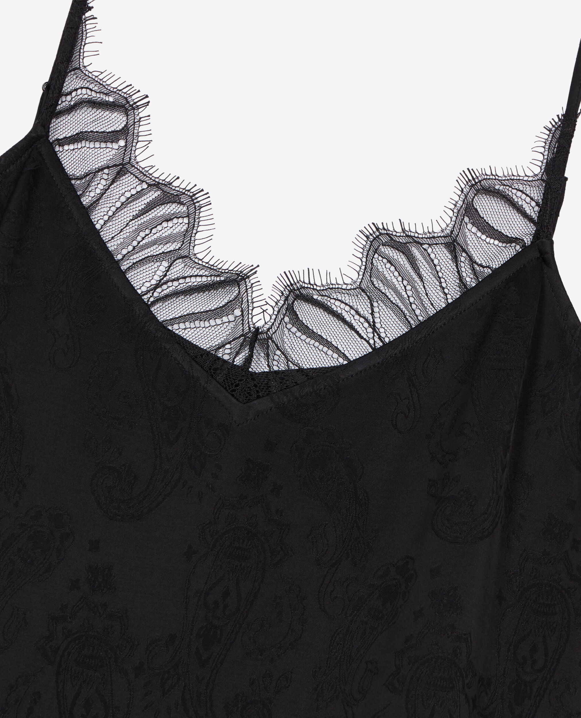 Long black floral jacquard slip dress, BLACK, hi-res image number null