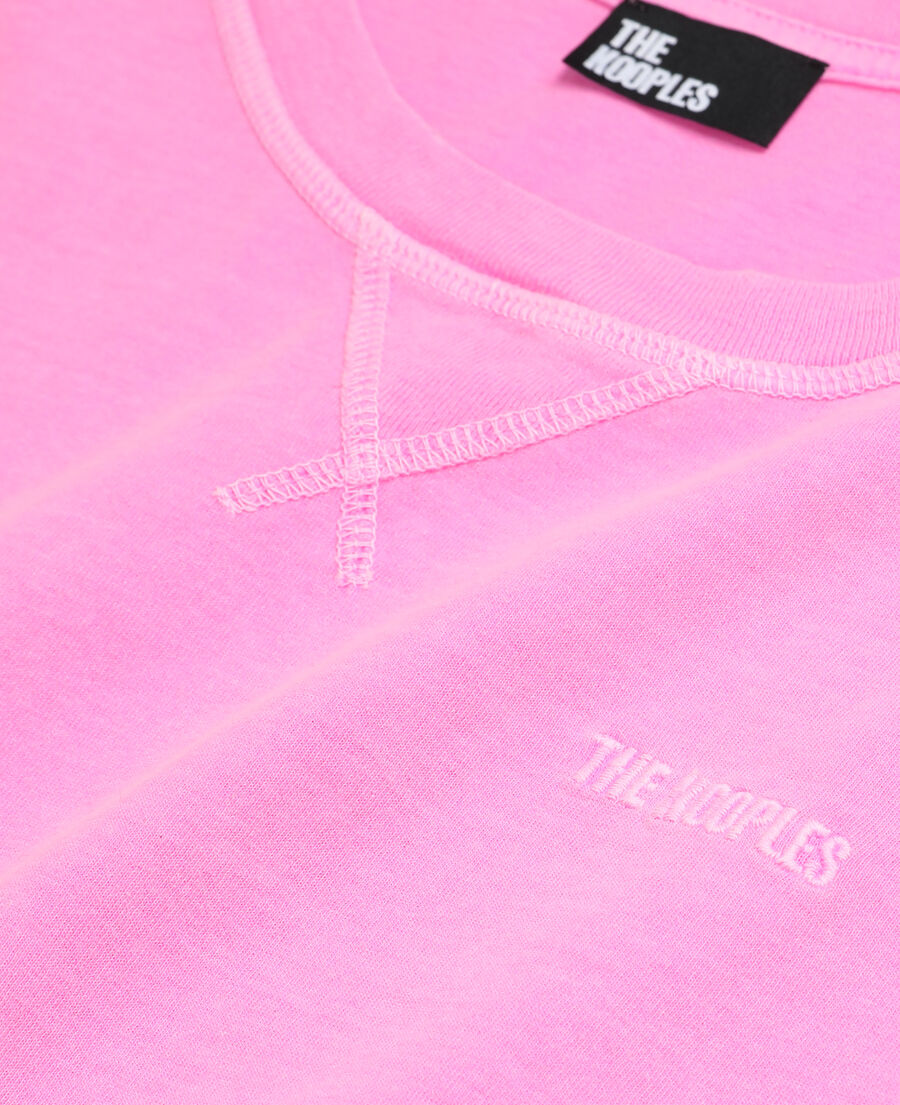 t-shirt femme rose fluo avec logo