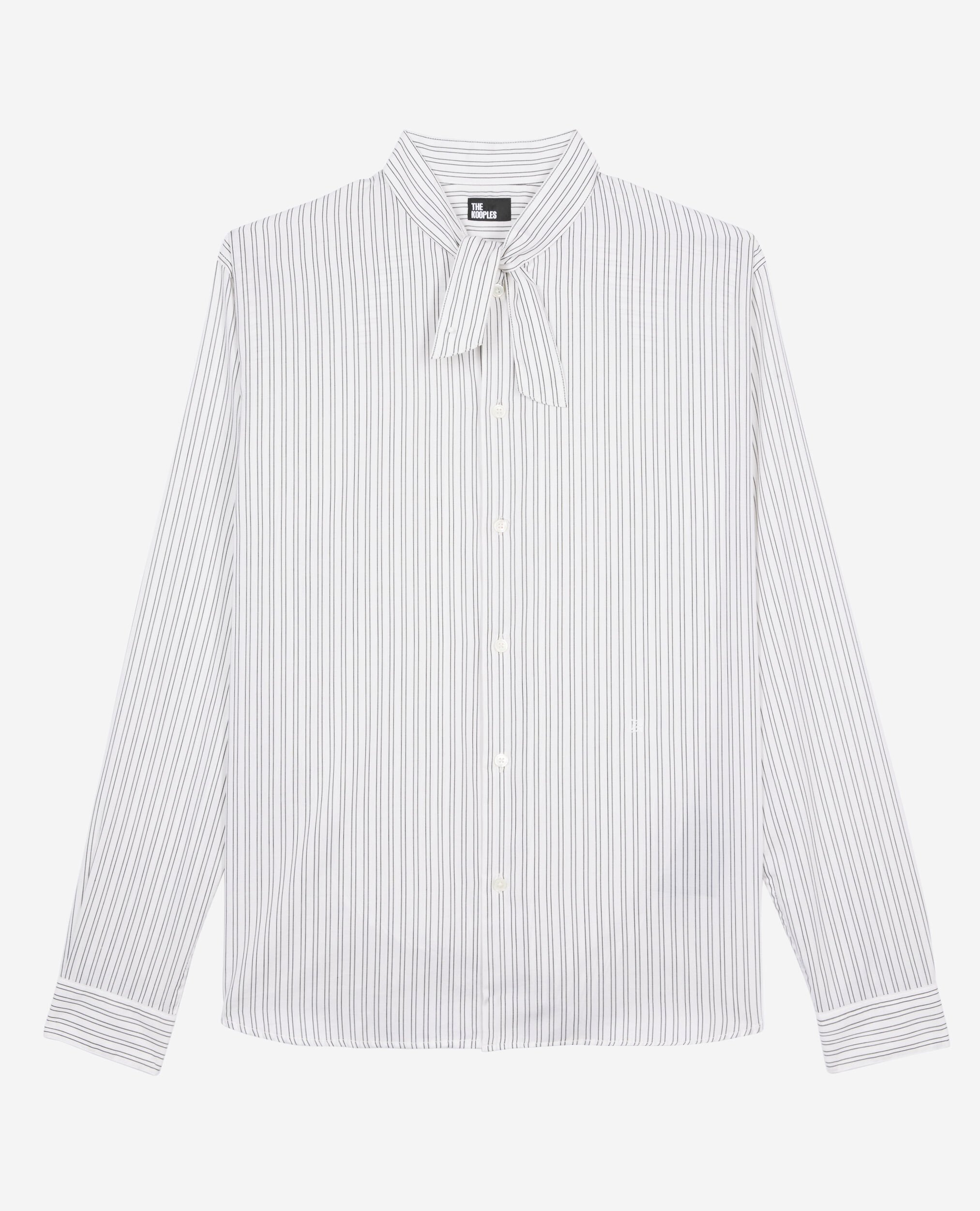 White pinstripe shirt, BLACK WHITE, hi-res image number null