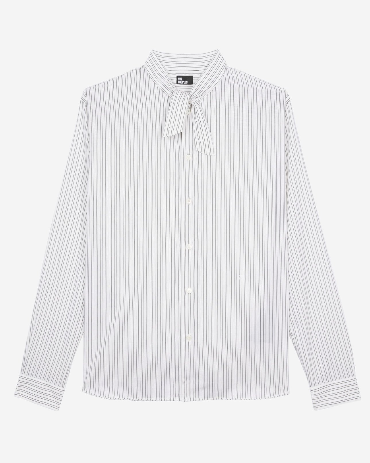 The Kooples HOMME BLACK WHITE chemise à fines rayures blanche