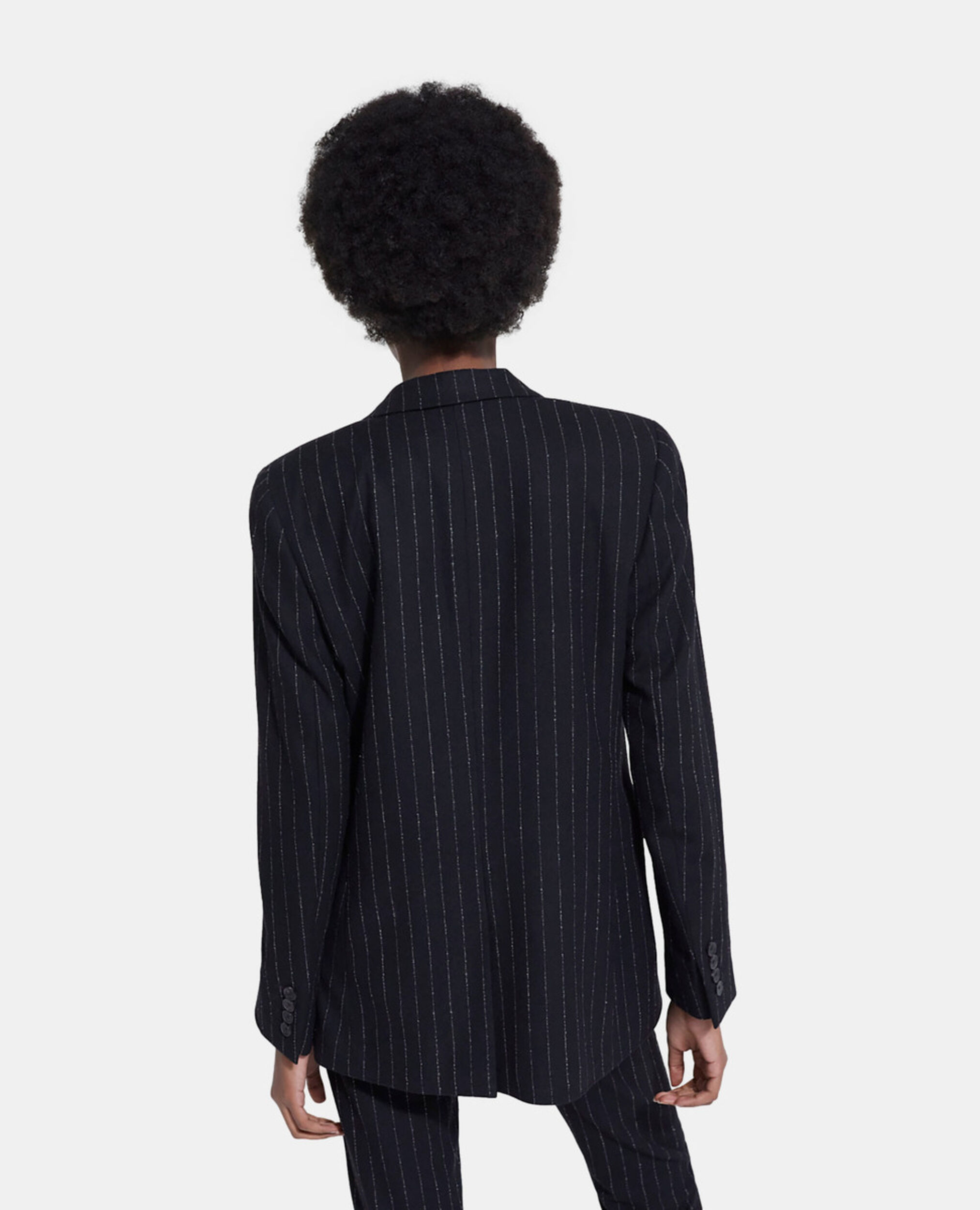 Veste de costume en laine rayée, BLACK WHITE, hi-res image number null