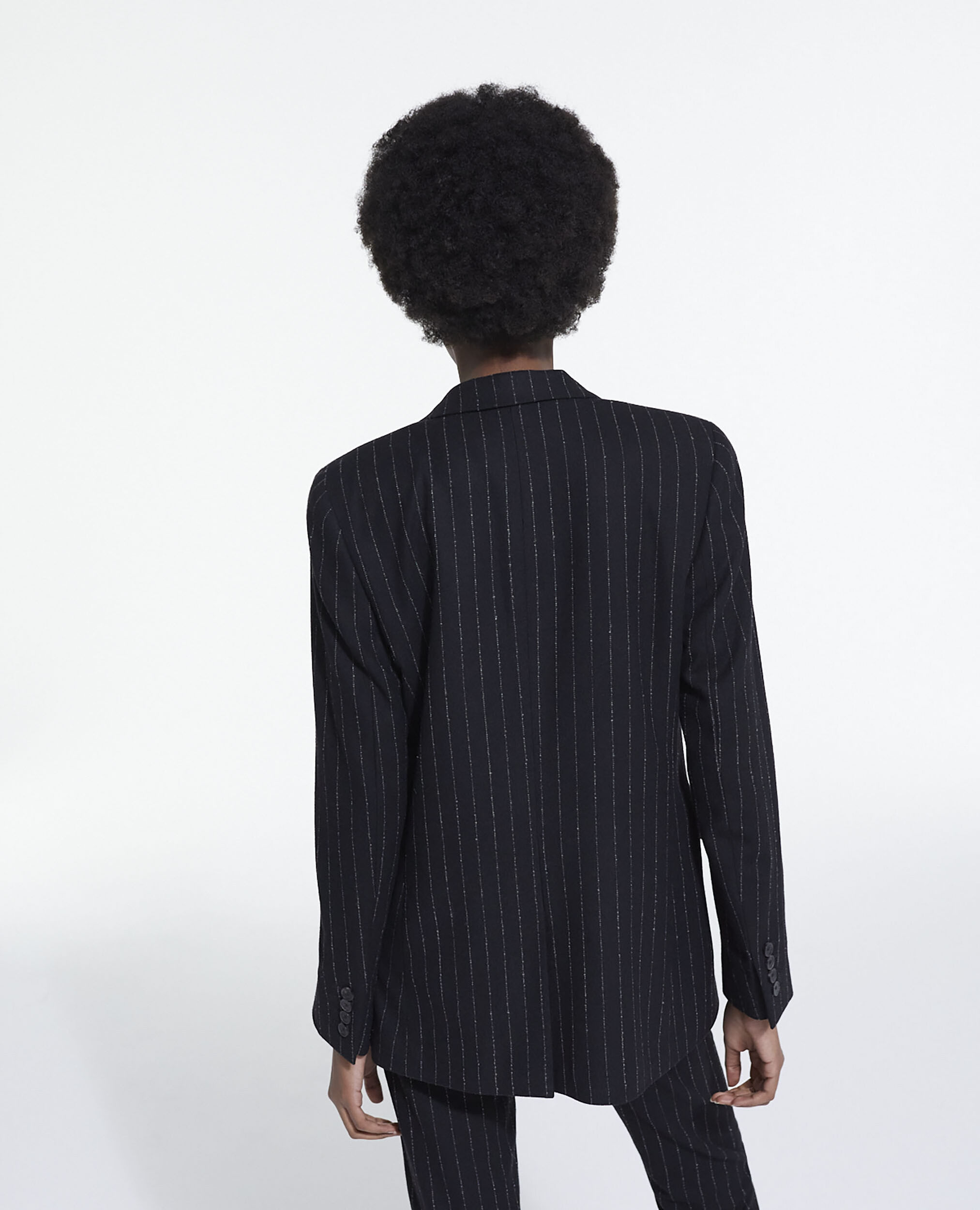 Veste de costume en laine rayée, BLACK WHITE, hi-res image number null