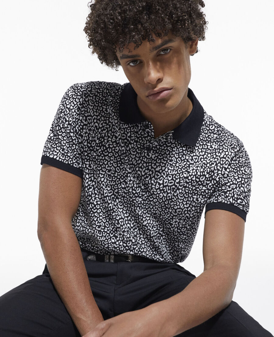 black leopard print polo