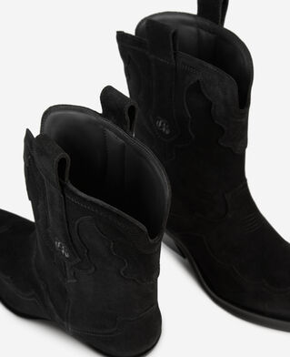 The Kooples WOMEN BLACK black suede western boots